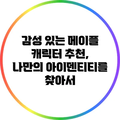감성 있는 메이플 캐릭터 추천, 나만의 아이덴티티를 찾아서