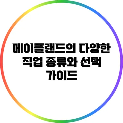 메이플랜드의 다양한 직업 종류와 선택 가이드