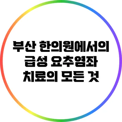 부산 한의원에서의 급성 요추염좌 치료의 모든 것