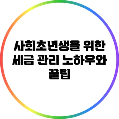사회초년생을 위한 세금 관리 노하우와 꿀팁