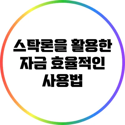 스탁론을 활용한 자금 효율적인 사용법