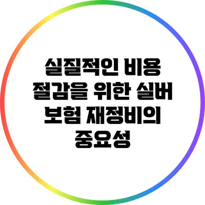 실질적인 비용 절감을 위한 실버 보험 재정비의 중요성