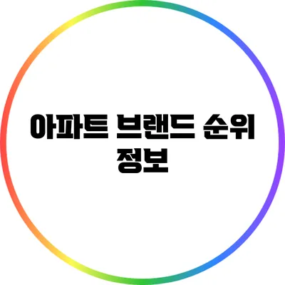 아파트 브랜드 순위 정보
