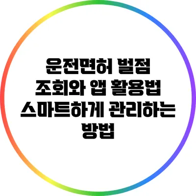 운전면허 벌점 조회와 앱 활용법: 스마트하게 관리하는 방법