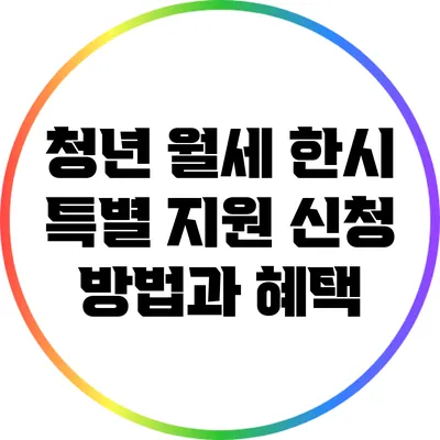 청년 월세 한시 특별 지원 신청 방법과 혜택