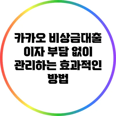 카카오 비상금대출: 이자 부담 없이 관리하는 효과적인 방법