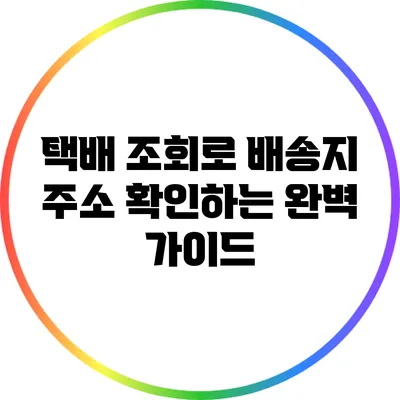택배 조회로 배송지 주소 확인하는 완벽 가이드