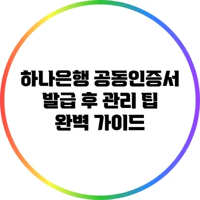 하나은행 공동인증서 발급 후 관리 팁 완벽 가이드