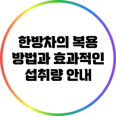 한방차의 복용 방법과 효과적인 섭취량 안내