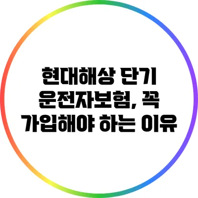 현대해상 단기 운전자보험, 꼭 가입해야 하는 이유