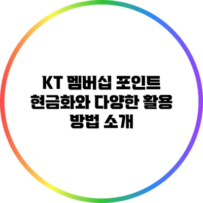 KT 멤버십 포인트 현금화와 다양한 활용 방법 소개