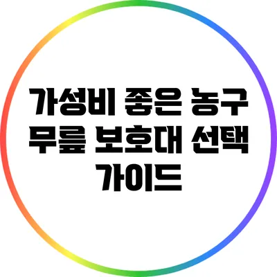 가성비 좋은 농구 무릎 보호대 선택 가이드