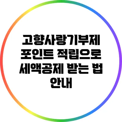 고향사랑기부제 포인트 적립으로 세액공제 받는 법 안내