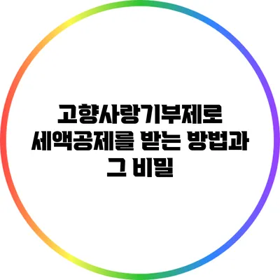 고향사랑기부제로 세액공제를 받는 방법과 그 비밀