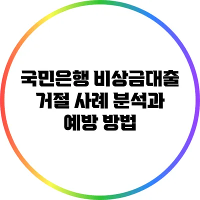 국민은행 비상금대출 거절 사례 분석과 예방 방법