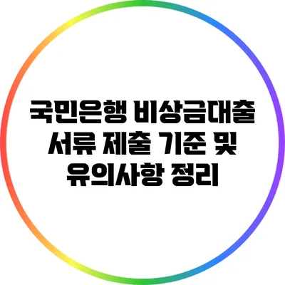 국민은행 비상금대출 서류 제출 기준 및 유의사항 정리