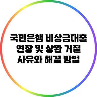 국민은행 비상금대출 연장 및 상환 거절 사유와 해결 방법