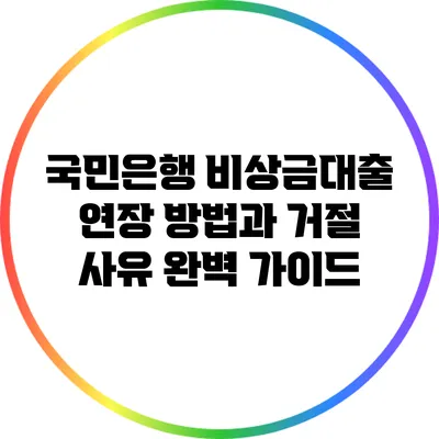 국민은행 비상금대출 연장 방법과 거절 사유 완벽 가이드