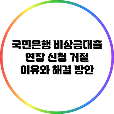 국민은행 비상금대출 연장 신청 거절 이유와 해결 방안