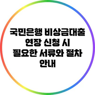국민은행 비상금대출 연장 신청 시 필요한 서류와 절차 안내