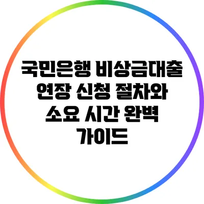 국민은행 비상금대출 연장 신청 절차와 소요 시간 완벽 가이드