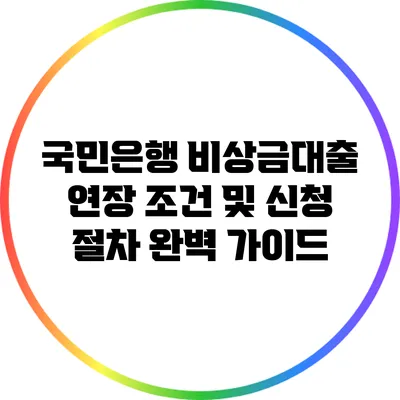국민은행 비상금대출 연장: 조건 및 신청 절차 완벽 가이드