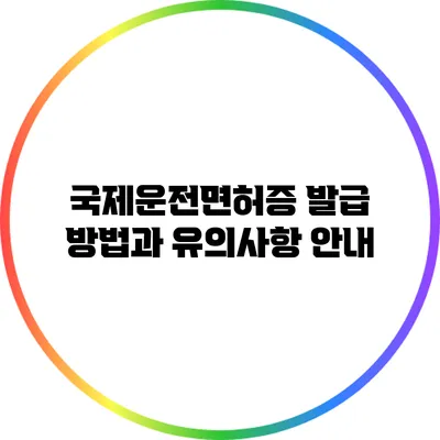 국제운전면허증 발급 방법과 유의사항 안내