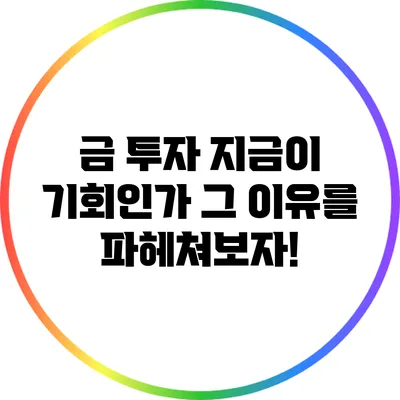 금 투자: 지금이 기회인가? 그 이유를 파헤쳐보자!