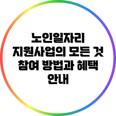 노인일자리 지원사업의 모든 것: 참여 방법과 혜택 안내