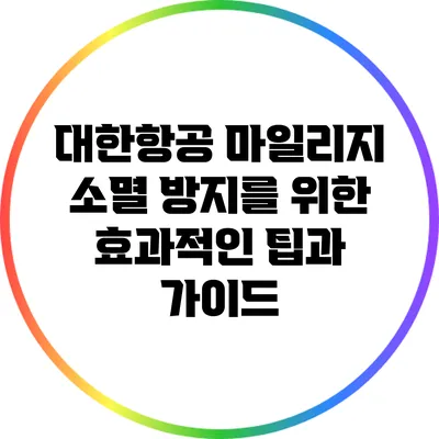 대한항공 마일리지 소멸 방지를 위한 효과적인 팁과 가이드