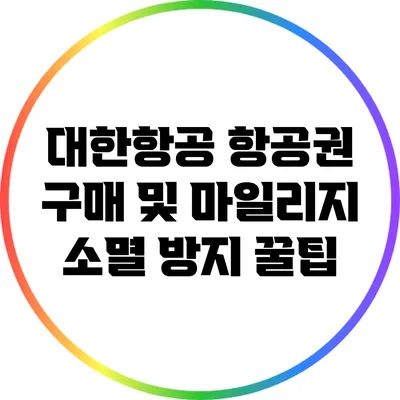대한항공 항공권 구매 및 마일리지 소멸 방지 꿀팁