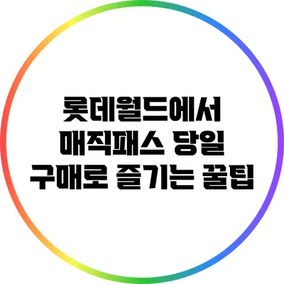 롯데월드에서 매직패스 당일 구매로 즐기는 꿀팁