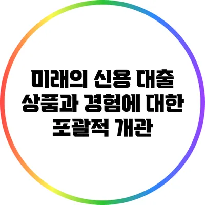 미래의 신용 대출 상품과 경험에 대한 포괄적 개관