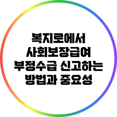 복지로에서 사회보장급여 부정수급 신고하는 방법과 중요성