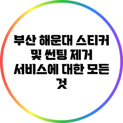 부산 해운대 스티커 및 썬팅 제거 서비스에 대한 모든 것