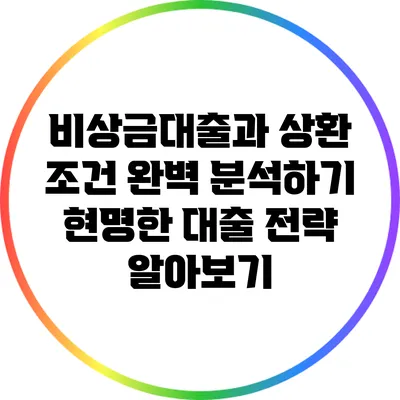 비상금대출과 상환 조건 완벽 분석하기: 현명한 대출 전략 알아보기