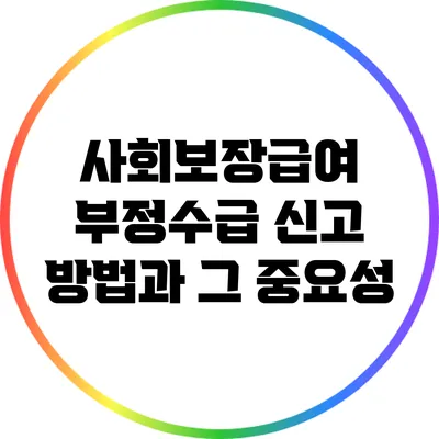 사회보장급여 부정수급 신고 방법과 그 중요성