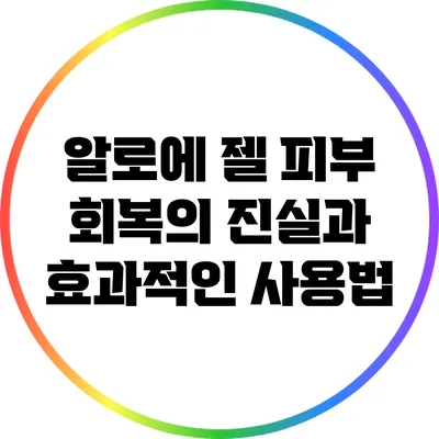 알로에 젤: 피부 회복의 진실과 효과적인 사용법