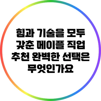 힘과 기술을 모두 갖춘 메이플 직업 추천: 완벽한 선택은 무엇인가요?
