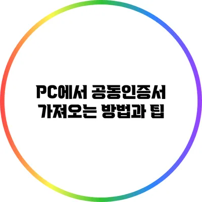 PC에서 공동인증서 가져오는 방법과 팁