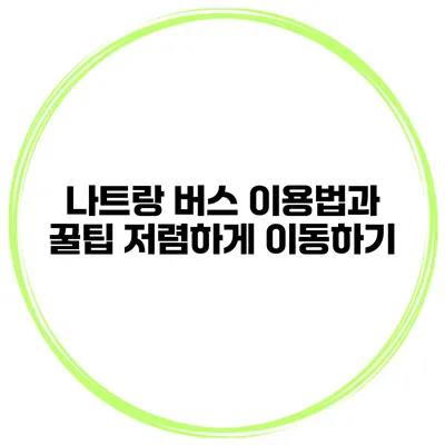 나트랑 버스 이용법과 꿀팁 저렴하게 이동하기
