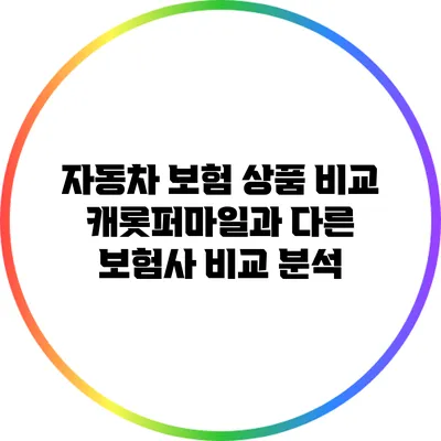 자동차 보험 상품 비교: 캐롯퍼마일과 다른 보험사 비교 분석